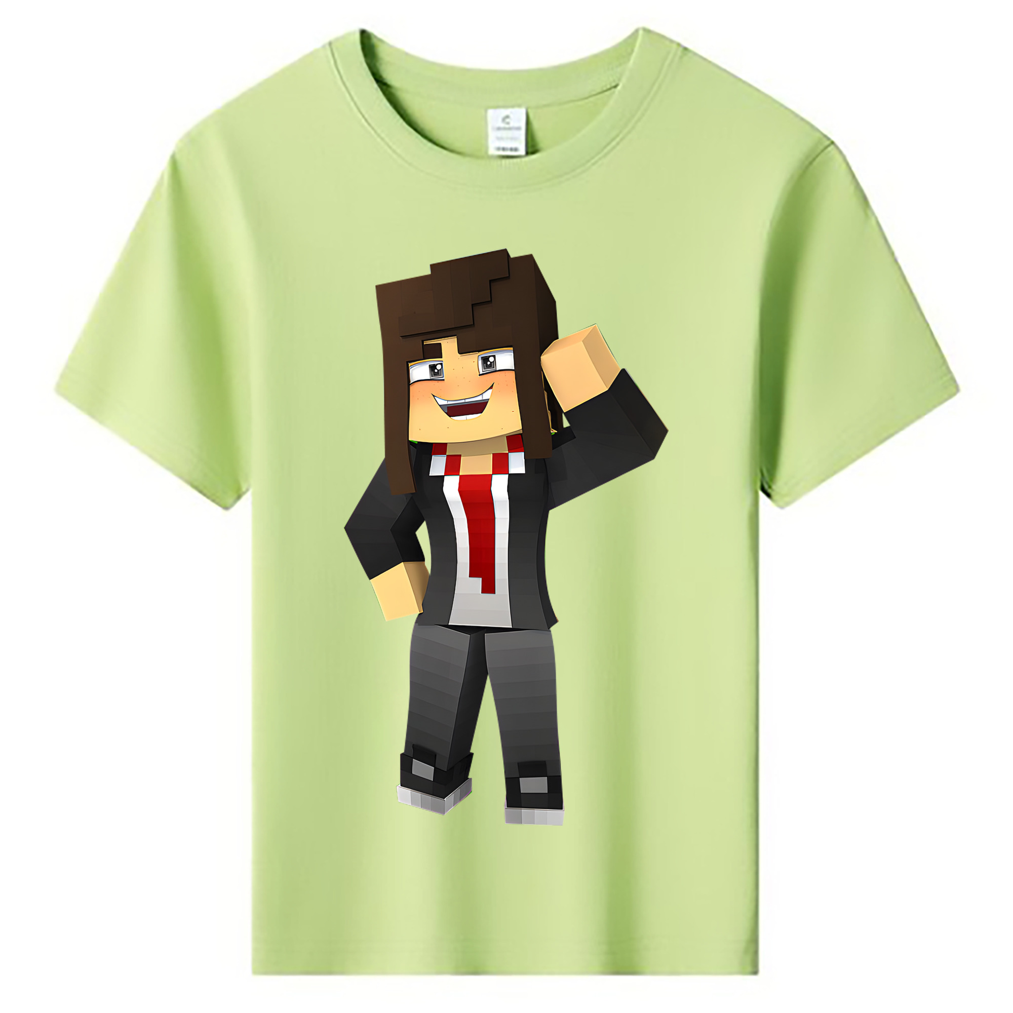 （画像用） マインクラフト ブロックの世界 Minecraft MC Block world 綿100％キッズTシャツ（フロントプリント）